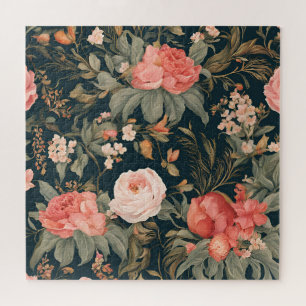 Beautiful Vintage Floral Rose Flowers Jigsaw Puzzle