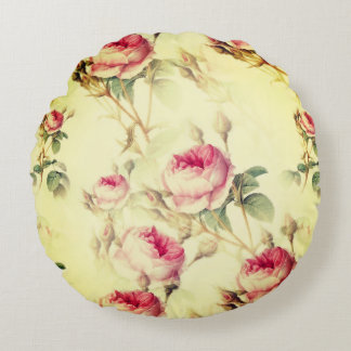 Beautiful Vintage Floral Round Pillow