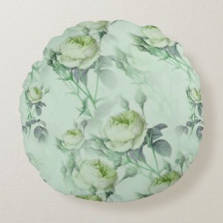 Beautiful Vintage Floral Round Pillow