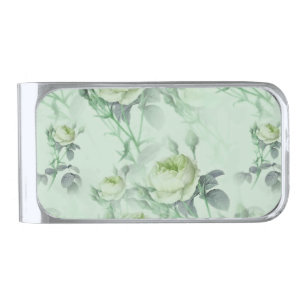 Beautiful Vintage Floral Silver Finish Money Clip