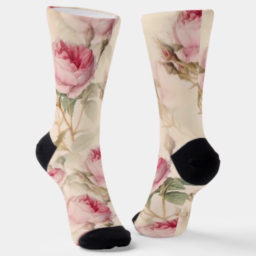 Beautiful Vintage Floral Socks