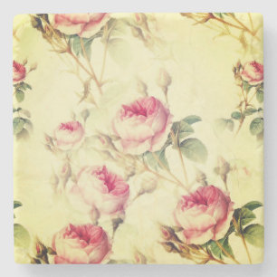 Beautiful Vintage Floral Stone Coaster