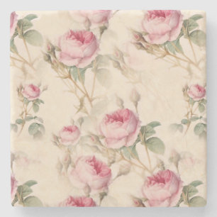 Beautiful Vintage Floral Stone Coaster