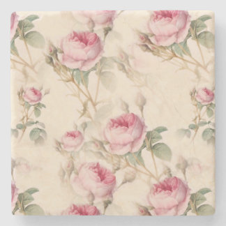 Beautiful Vintage Floral Stone Coaster