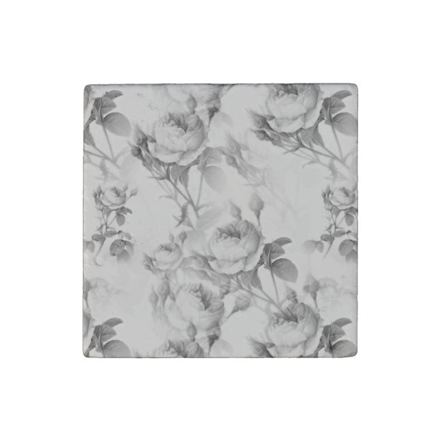 Beautiful Vintage Floral Stone Magnet (Front)