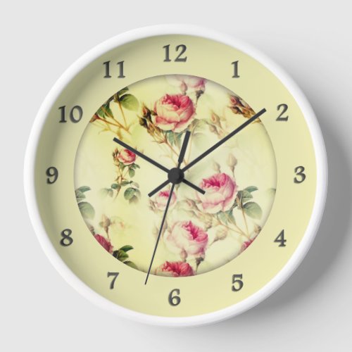 Beautiful Vintage Floral Twelve Numbers Clock