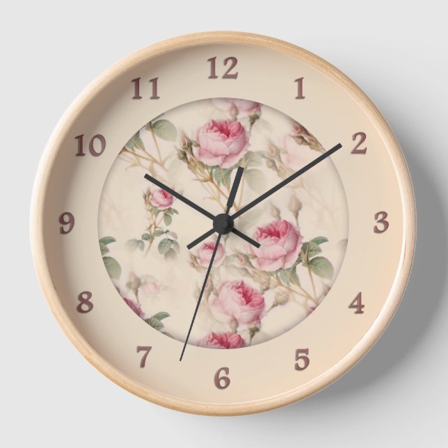Beautiful Vintage Floral Twelve Numbers Clock (Front)