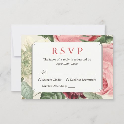 Beautiful Vintage Floral Wedding RSVP Reply