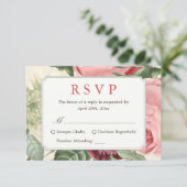 Beautiful Vintage Floral Wedding RSVP Reply (Standing Front)