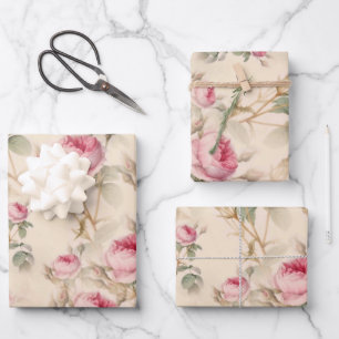 Beautiful Vintage Floral Wrapping Paper Sheets