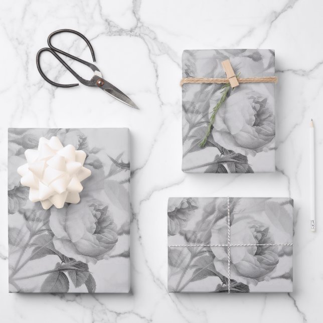 Beautiful Vintage Floral Wrapping Paper Sheets (Front)