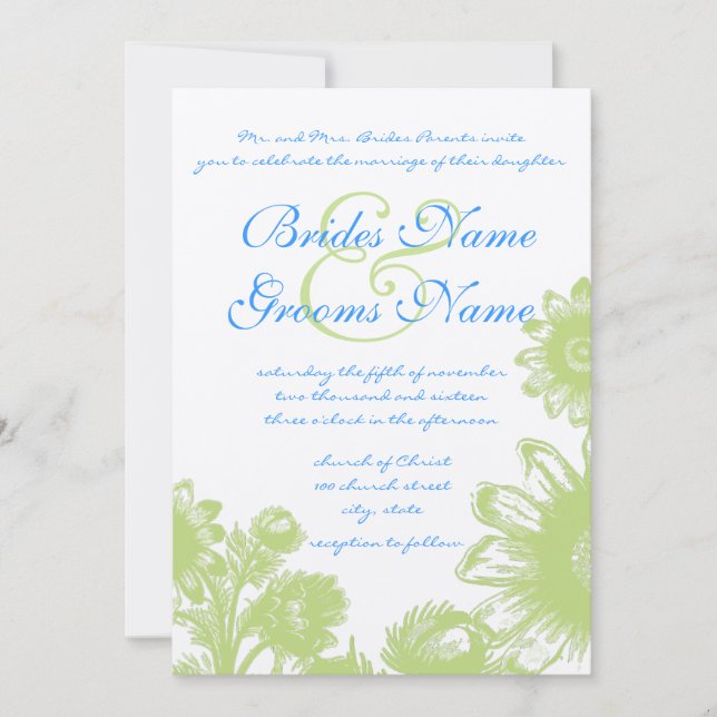 Beautiful Vintage Flower Wedding Invitation (Front)