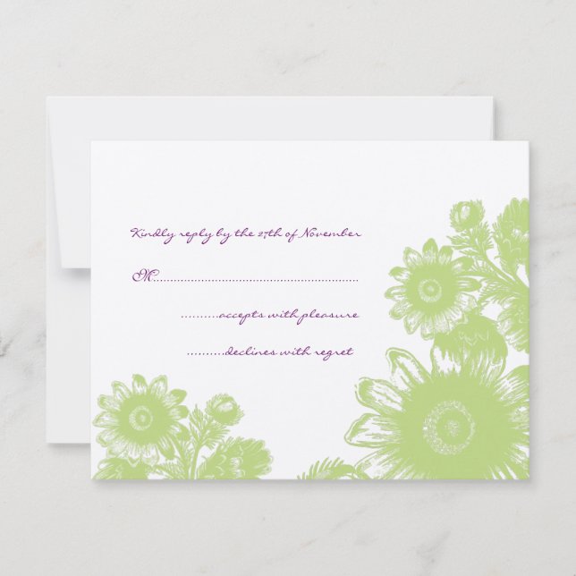 Beautiful Vintage Flower Wedding RSVP Card (Front)