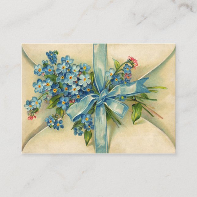 Beautiful Vintage Forget Me Nots Floral Business Card (Front)