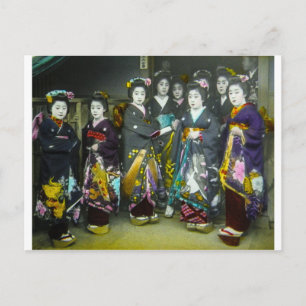 Beautiful Vintage Geisha Japan Magic Lantern Slide Postcard