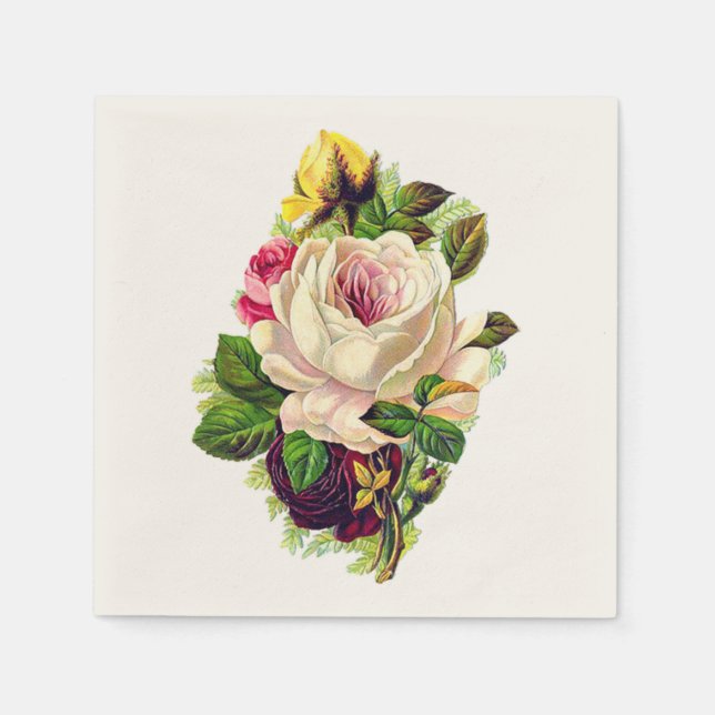 Beautiful Vintage Girly Floral Art Paper Napkins (Front)