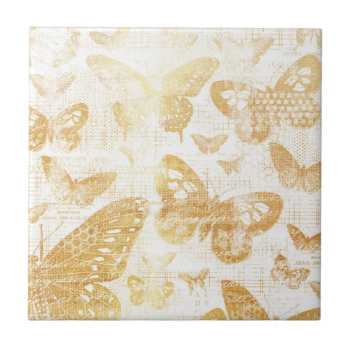 beautiful vintage gold butterflies pattern golde ceramic tile