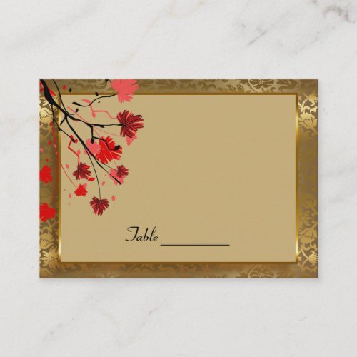 Beautiful Vintage Gold Damask  Art Deco Flowers Place Card