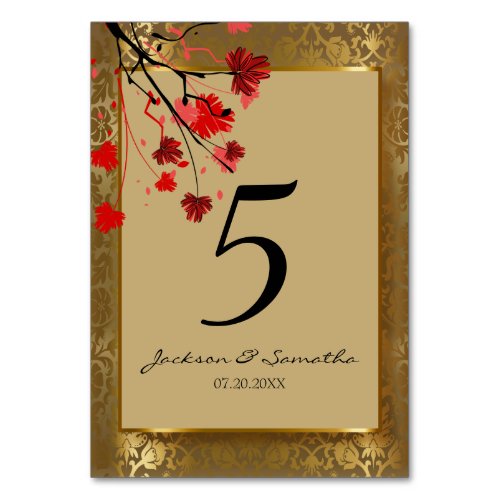 Beautiful Vintage Gold Damask  Art Deco Table Number