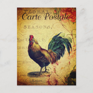 Beautiful Vintage Golden Rooster Postcard