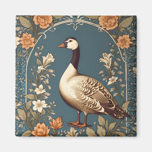 Beautiful Vintage Goose William Morris Inspired Magnet (Front)