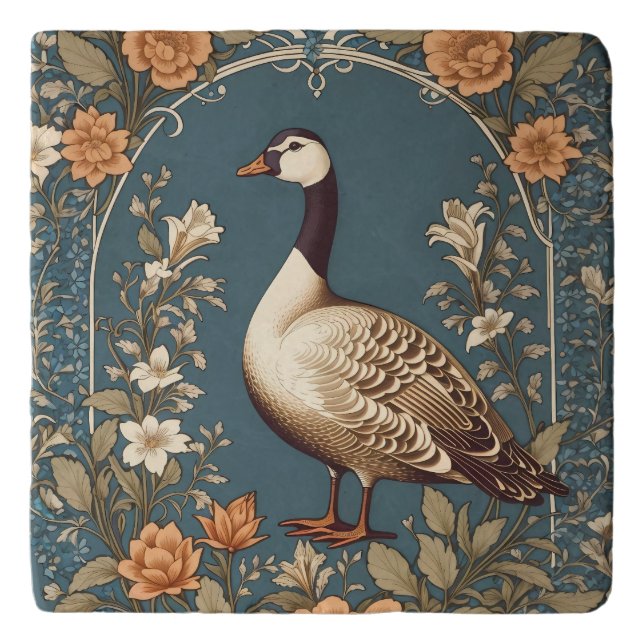 Beautiful Vintage Goose William Morris Inspired Trivet (Front)