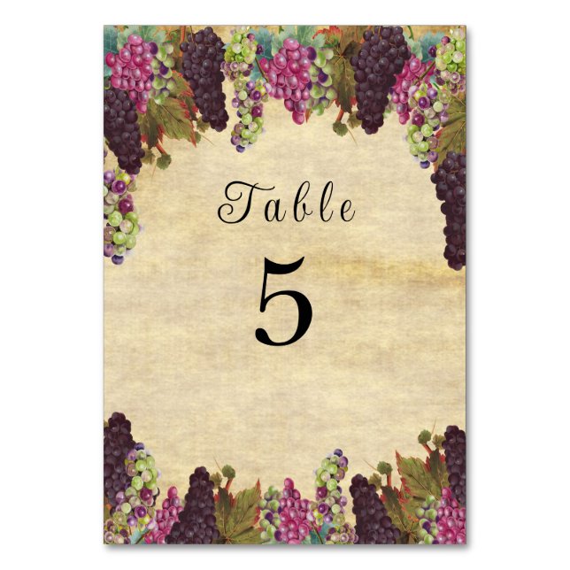 Beautiful Vintage Grape Vines Rustic   Table Number (Front)