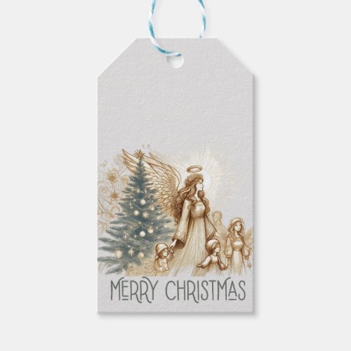 Beautiful Vintage Guardian Angel with Children  Gift Tags