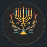 Beautiful Vintage Hanukkah Menorah Happy Hanukkah  Classic Round Sticker<br><div class="desc">Hanukkah is a Jewish festival commemorating the rededication of the Second Temple It is also known as the Festival of Lights,  Chanukah.</div>