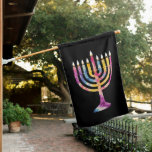 Beautiful Vintage Hanukkah Menorah Happy Hanukkah House Flag<br><div class="desc">Beautiful Vintage Hanukkah Menorah Happy Hanukkah</div>