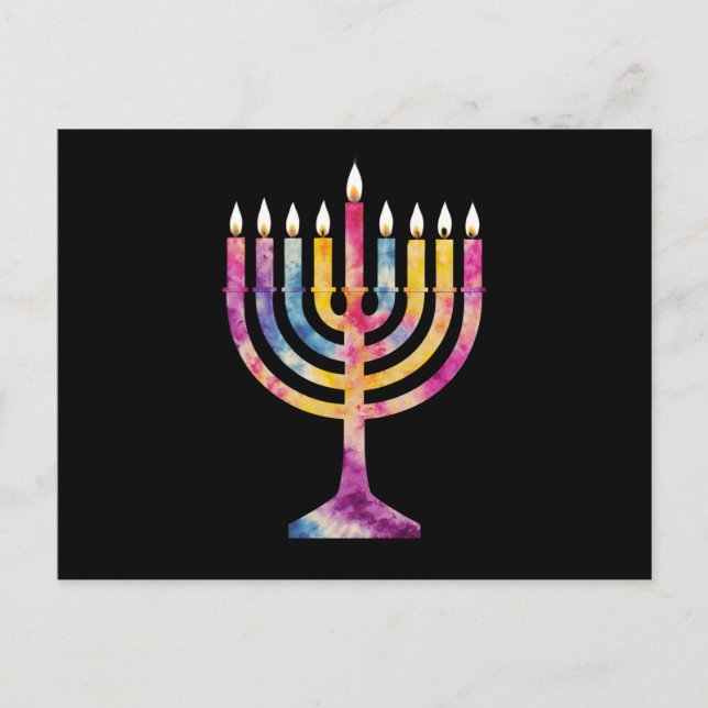 Beautiful Vintage Hanukkah Menorah Happy Hanukkah Postcard (Front)