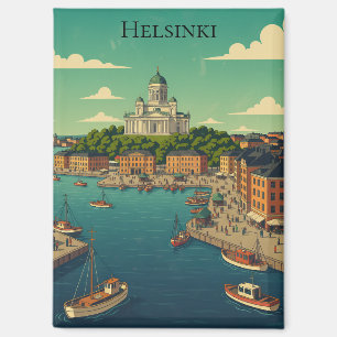Beautiful Vintage Helsinki Finland Cityscape Magnet