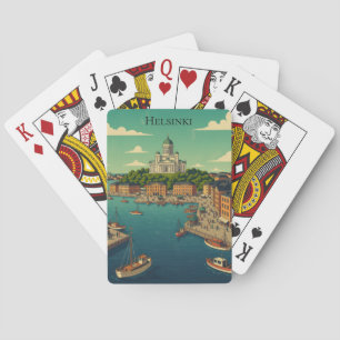 Beautiful Vintage Helsinki Finland Cityscape Poker Cards