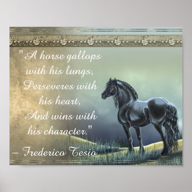 Beautiful Vintage Horse Inspirational Quote Poster (Front)