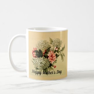 Beautiful Vintage Hydrangea Carnation Mother's Day Coffee Mug