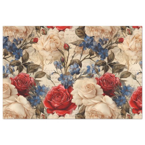 Beautiful Vintage Inspired Roses Decoupage Tissue Paper