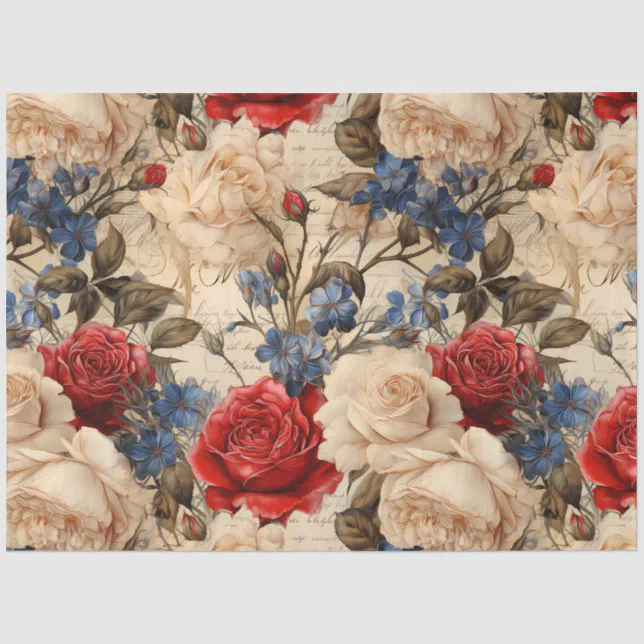 Beautiful Vintage Inspired Roses Decoupage Tissue Paper | Zazzle