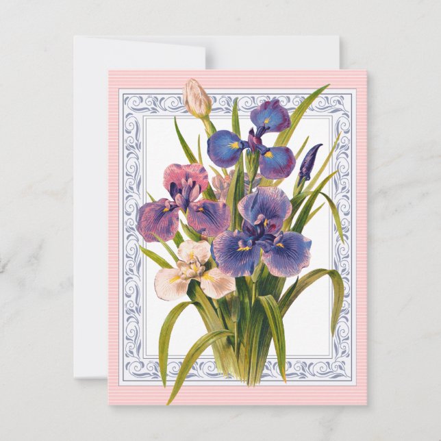 Beautiful Vintage Iris Bouquet Birthday Invitation (Front)