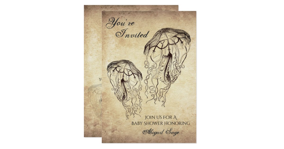 Beautiful Vintage Jellyfish Beach Baby Shower Invitation | Zazzle.com
