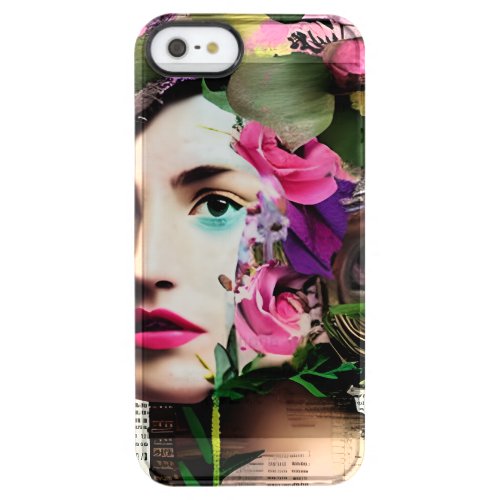 Beautiful Vintage Lady Floral Paper Collage Art Clear iPhone SE55s Case