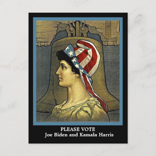 Beautiful Vintage Lady Liberty Pro Biden  Harris Postcard