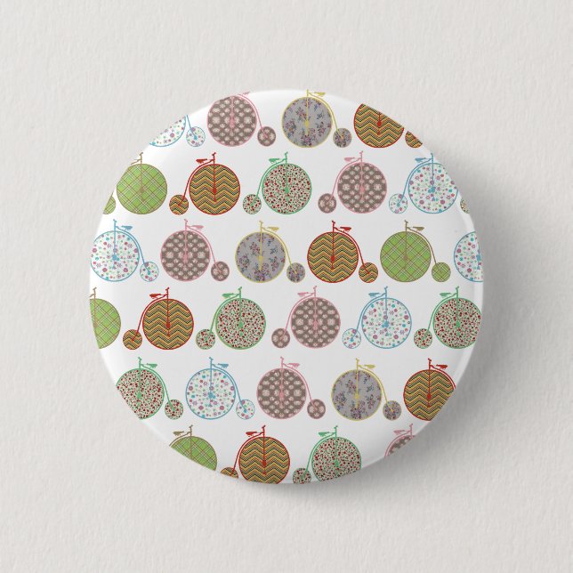 Beautiful vintage large front wheel bicycles pinback button (Front)