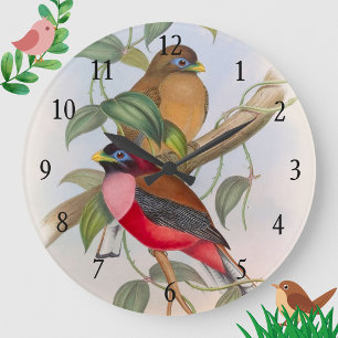 Beautiful Vintage Love Birds Acrylic Wall Clock