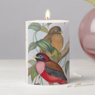 Beautiful Vintage Love Birds Pillar Candle