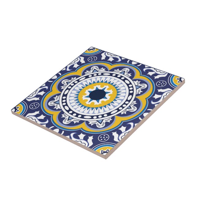 💙💛Beautiful Vintage Mediterranean Azulejos  Ceramic Tile (Side)