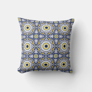 💙💛Beautiful Vintage Mediterranean Azulejos Throw Pillow