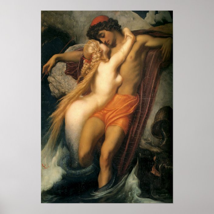 Beautiful Vintage Mermaid And Human In Love Poster Zazzle Com