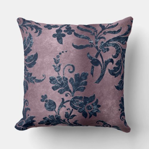 Beautiful vintage metallic embosseddamask chic throw pillow