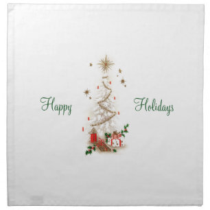 Beautiful Vintage Mid Century Mod Christmas Tree Cloth Napkin