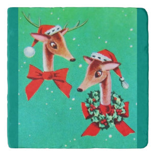 Beautiful Vintage Mid Century Mod Reindeer Trivet